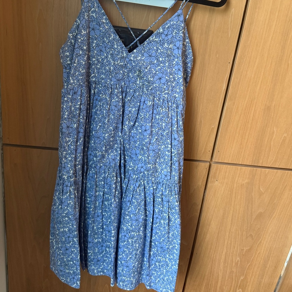 Floral Blue Deluc Spaghetti Strap Sundress in Women’s Small